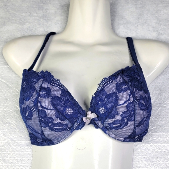 Victoria’s Secret Body by Victoria Push Up Bra Blue Gray Lace 36c - Picture 1 of 6